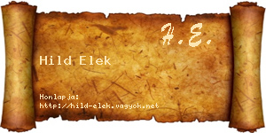 Hild Elek névjegykártya